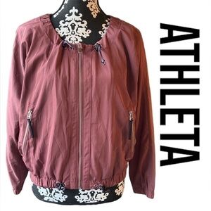 Athleta Womens Full Zip Lined Windbreaker Jacket Mauve Plum Small Activewear
